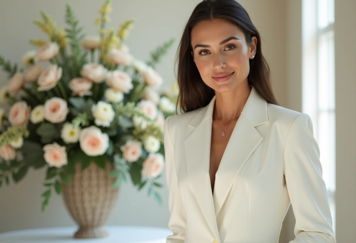 tailleur blanc féminin